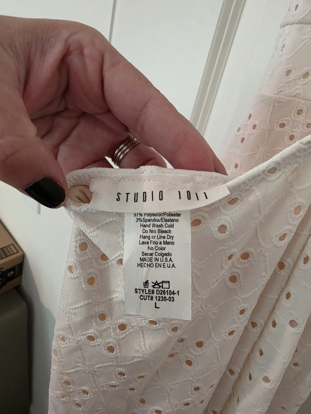 Studio 1940 Cream Eyelet Midi Dress with Tie-Back Straps - Picture 6 of 6
